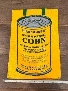 NWT Trader Joe's Whole Kernel Corn Reusable Grocery Tote Bag Collectible